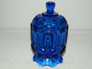 Cobalt Blue Glass Moon & Stars Covered Candy Dish