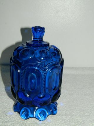 Cobalt Blue Glass Moon & Stars Covered Candy Dish 2