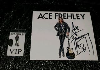 Kiss Ace Frehley Signed Spaceman 8x10 Promo Photo Vip Laminate Guitar Pick 2019