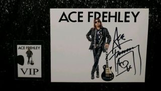KISS ACE FREHLEY SIGNED SPACEMAN 8x10 PROMO PHOTO VIP LAMINATE GUITAR PICK 2019 2