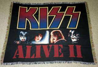 Kiss Band Alive 2 Rug Barn Tapestry Throw Blanket 2002 Gene Ace Pete Paul