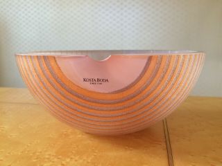 Kosta Boda - Open Bowl - Pink/apricot Handmade Glass Designed By Bertil Vallien