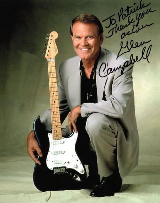Glen Campbell Signed 8x10 Orig Publicity Photo / Autograph Inscribed To Patrick