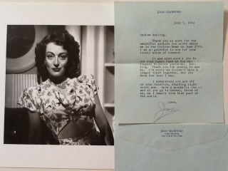 Joan Crawford Signed 1962 Letter Envelope Photo Letterhead Movie Star Book Sign