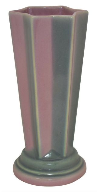 Vintage Roseville Pottery Futura Art Deco Pleated Star Ceramic Vase 385 - 8 4