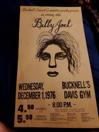 Billy Joel 1976 Bucknell University Concert Poster