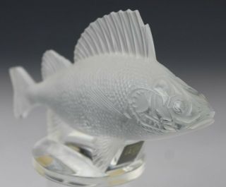 Lalique France French Frosted Crystal Perch Fish Car Mascot Glass Figurine Lma