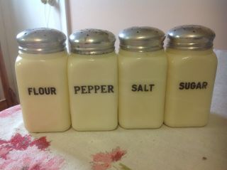 Old Vintage Mckee Custard Range Set Sugar Flour Salt Pepper