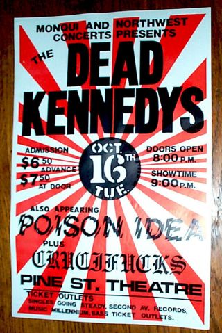 Dead Kennedys Concert Poster Poison Idea Portland 1984 Kbd Punk Rock Hardcore