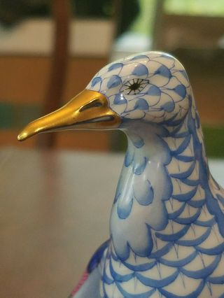 HEREND HUNGARY HAND PAINTED BLUE FISHNET PENGUIN FLAWLESS 3