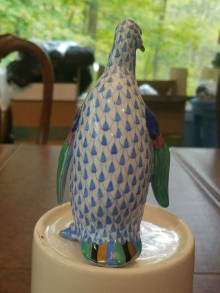 HEREND HUNGARY HAND PAINTED BLUE FISHNET PENGUIN FLAWLESS 6