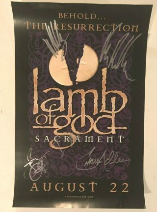 Lamb Of God Band Real Hand Signed 11x17 Sacrament Promo Poster All 5 2
