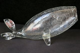 Vintage Mid Century Big Crackle Clear Glass Fish Blenko Art Glass
