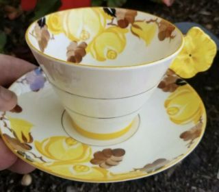 Paragon Flower Handle Tea Cup & Saucer Art Deco