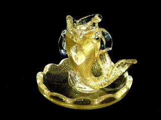 Vintage Salviati Venetian Murano Gold Fleck Glass Fish Ring Dish Ash Tray Beauty