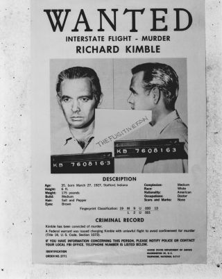 David Janssen The Fugitive Reproduced Photo Wanted Poster