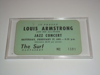 Louis Armstrong 1960 Concert Ticket Surf Nantasket Jazz Orchestra Louie