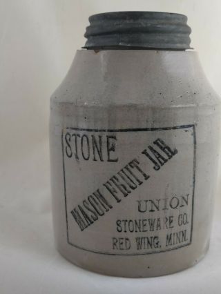 Red Wing Union Stoneware Quart Mason Canning Jar