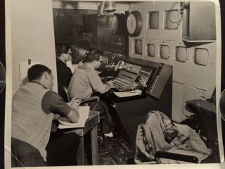 Vintage Behind The Scenes Tv Studio Broadcast Booth.  8 " X 10 " B & W.  Hollywood