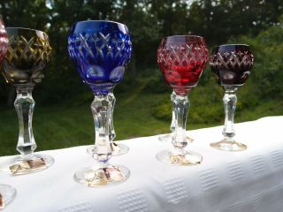 Anna Hutte vintage cordial wine glasses goblets handcut bleikristall,  set of 12 2