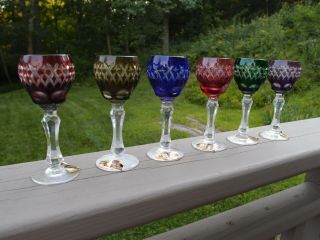 Anna Hutte vintage cordial wine glasses goblets handcut bleikristall,  set of 12 4