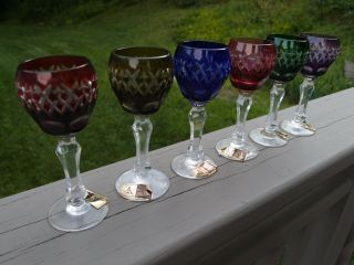 Anna Hutte vintage cordial wine glasses goblets handcut bleikristall,  set of 12 7