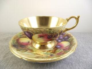 Aynsley Bone China Orchard Gold Cup & Saucer Signed N.  Brunt 2