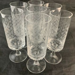 Rosenthal Crystal Wine/cocktail Glass Set 7 Motif Romance Etched Signed Stems