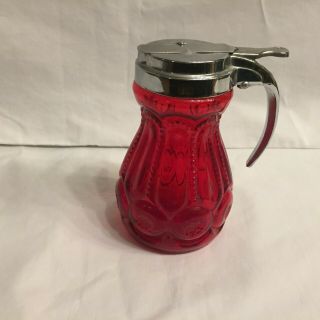 Rare L.  E.  Smith Red Moon And Stars Syrup Dispenser