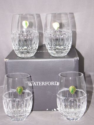 Waterford Crystal,  Set 4 Stemless Wine Glasses,  Bolton Pattern Box