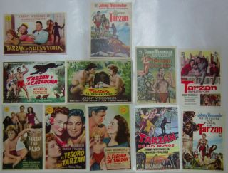 Ze28 Tarzan Johnny Weissmuller Set Of 11 Mini Poster Herald Spain
