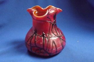 Pallme Konig Art Glass Vase Elizabethhutte 1900,  Loetz Kralik Hand Blown Crimped
