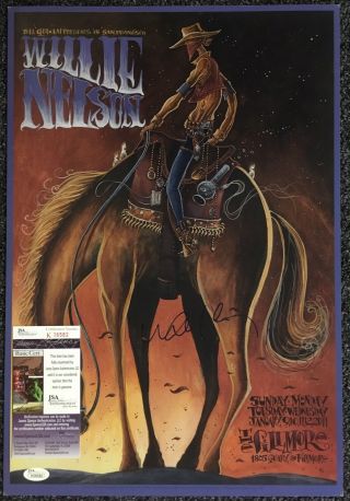 Willie Nelson Photo Signed 13x19 Concert Poster Fillmore JSA Autographed ' 11 2