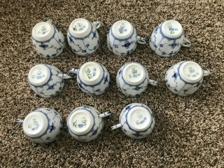 Set Of 11 Royal Copenhagen Blue Fluted Coffee Cups - Pattern R80