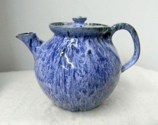 Ex Rare J.  B.  /waymon Cole Blue & White Flambe Nc Teapot,  3 Known In This Color