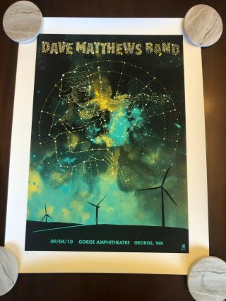 Rare Dave Matthews Band Poster - The Gorge 2010,  115/1200 Signed Methane