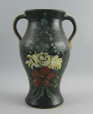 Southern Pottery Ej Evan Javan Brown North Carolina Hand Painted Folk Art Vase