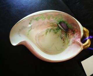 Unique Antique Limoges Shell Shape Gravy Boat/bowl Signed By Artist A.  L.  Kelley