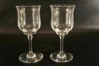 Set Of 2 France Baccarat Crystal Capri Optic Wine Glasses Double Signed H - 6 Inch