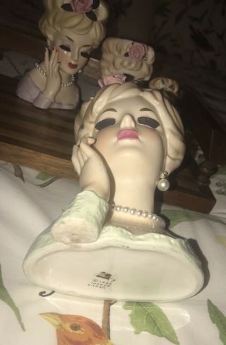 Vintage Lady Head Vase,  Inarco E - 193/L.  8” Tall 8