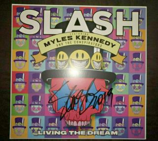 Slash Signed Living The Dream Vinyl Lp Myles Kennedy Concert Guns N Roses Gnr