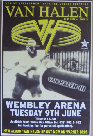 40x60 " Huge Subway Poster Van Halen Iii 1998 Wembley Arena Tour Rare