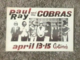 Paul Ray & Cobras Antones Armadillo Concert Poster Austin Texas 1970 