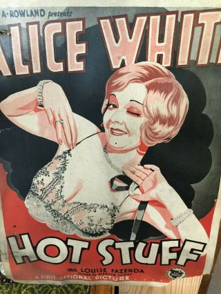 1930 Alice White " Hot Stuff " Talkie Film Jazzy Flapper Poster L