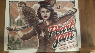 Pearl Jam Poster 2016 Tour Wrigley Field Tour Lithograph