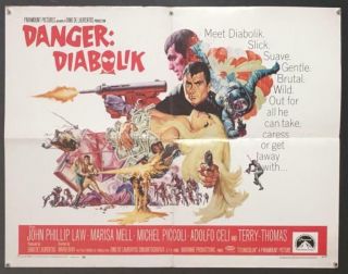 John Phillip Law Marisa Mell M.  Bava Danger: Diabolik 1/2 Sheet Movie Poster 2300