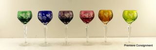 Set Of 6 Vintage Cut To Clear Crystal Wine Goblets