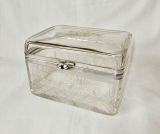 Antique Victorian Cut Glass & Silver Plate Scottish Lidded Biscuit Box Casket