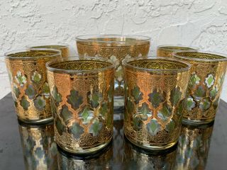 6 Culver & Ice Bucket Valencia 1960’s Double Old Fashioned Glasses Man Cave Set