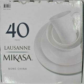 Mikasa Lausanne White 40 Piece Bone China Dinnerware Set